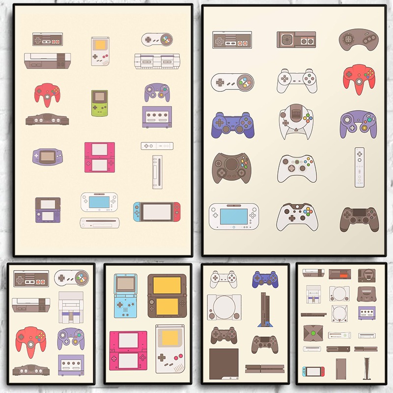 Gaming Consoles - لوحة فنية قماشية لتطور أجهزة ألعاب