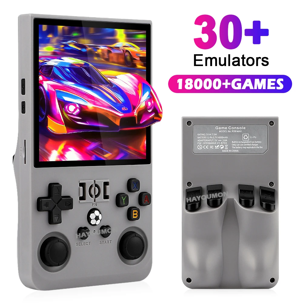 مشغل ألعاب محمول باللون الرماد - مراجعة Gaming Console R36 Max وسعره